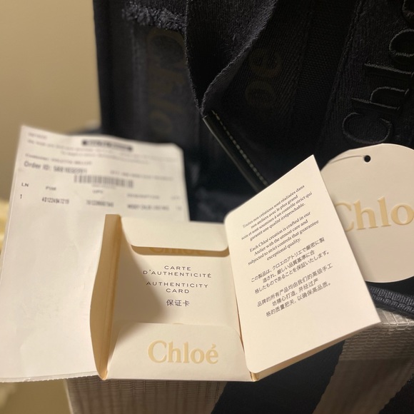 Chloé Mediem Woody Logo Embroidered Webbing Canvas Tote - Picture 9 of 9